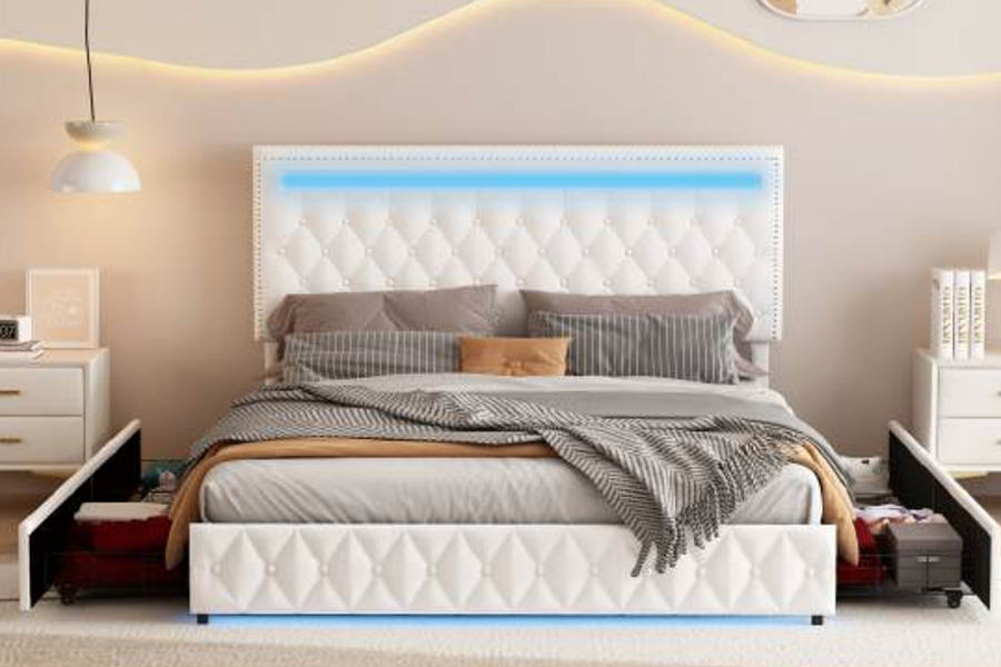 4471-1-3D Sertare Depozitare Smart Ambient Lighting Cadru pat