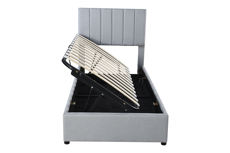 N16 Modern Grey Fabric Funcție de depozitare ridicabilă Cadru de pat tapitat