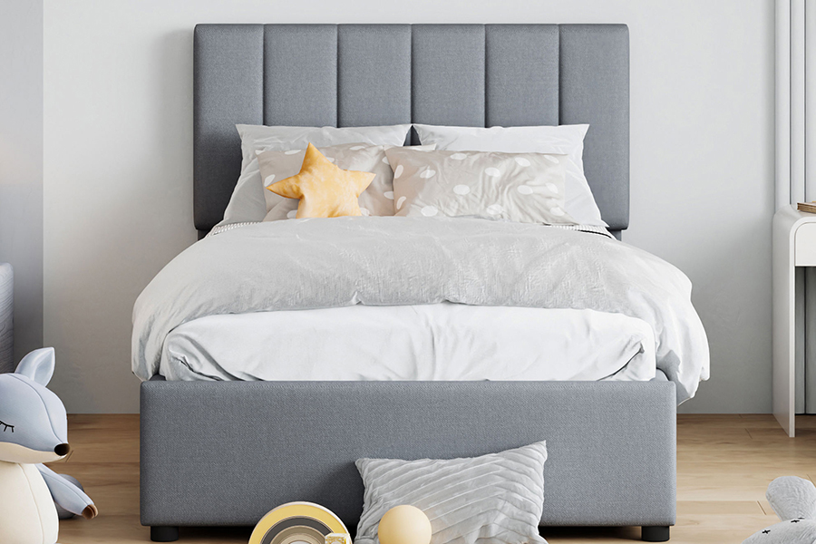 N16 Modern Grey Fabric Funcție de depozitare ridicabilă Cadru de pat tapitat