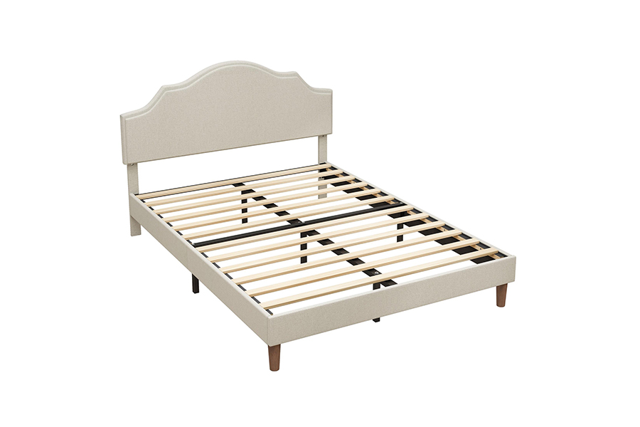 N21 Pat tapitat Queen Size din material bej de înaltă calitate