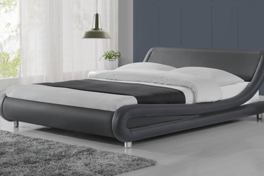 1140 Lemn PU Piele Sintetica Cadru Pat Pat tapitat