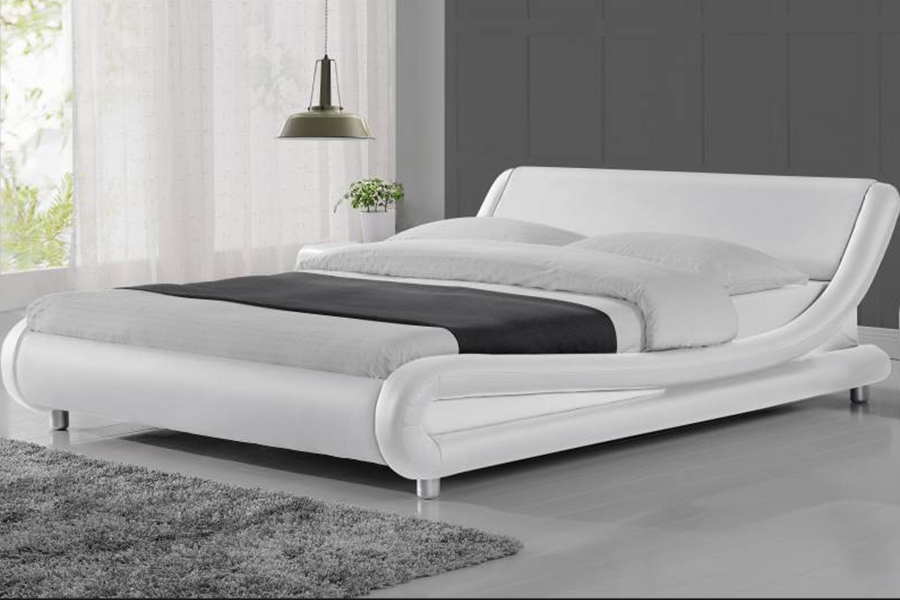 1140 Lemn PU Piele Sintetica Cadru Pat Pat tapitat