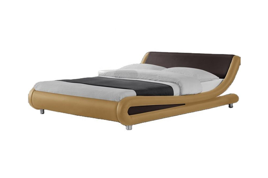 1140 Lemn PU Piele Sintetica Cadru Pat Pat tapitat