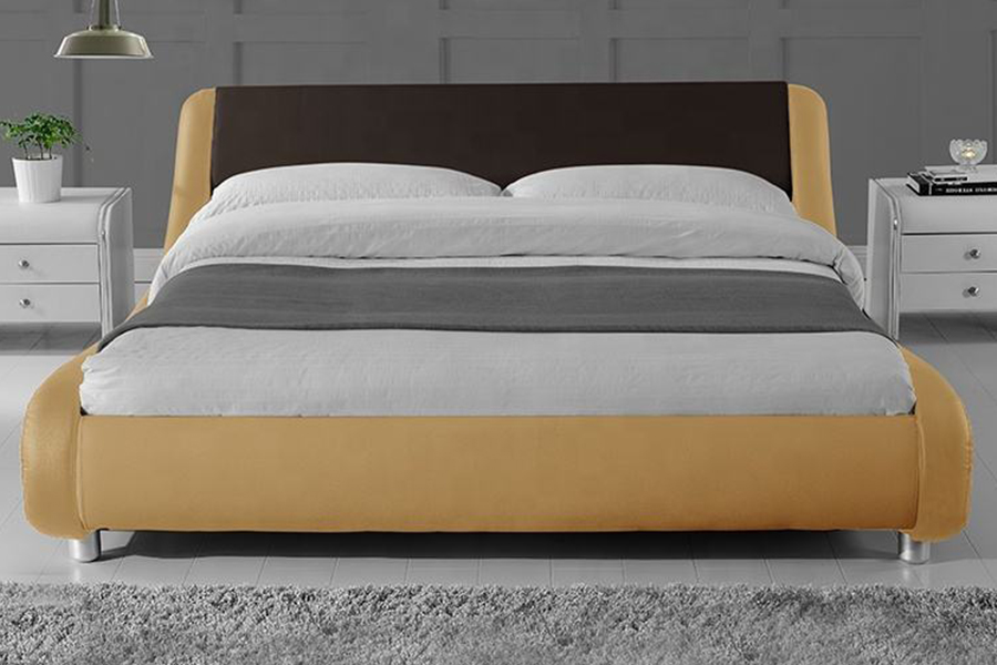 1140 Lemn PU Piele Sintetica Cadru Pat Pat tapitat