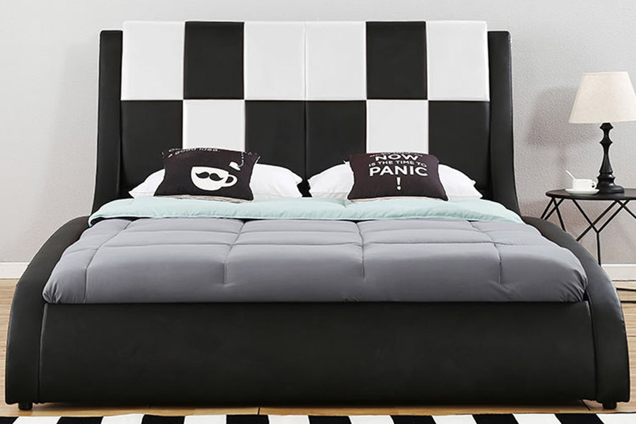 1443 Pat dublu king size PU tapițat din piele sintetică