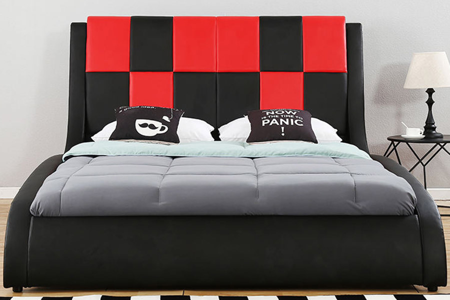 1443 Pat dublu king size PU tapițat din piele sintetică