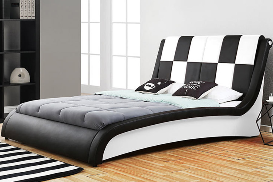 1443 Pat dublu king size PU tapițat din piele sintetică