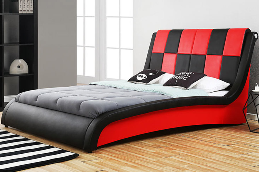 1443 Pat dublu king size PU tapițat din piele sintetică