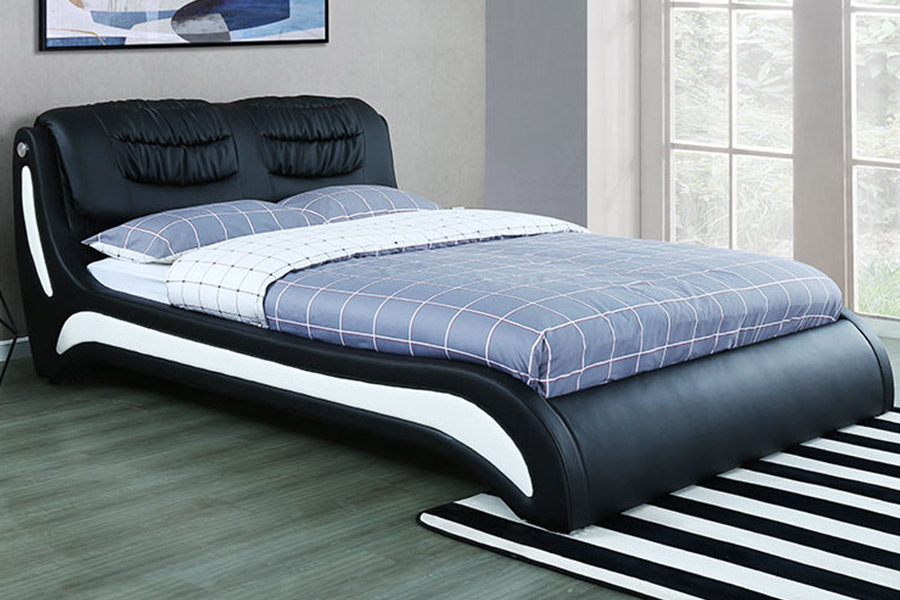 1441 Pat din piele design minimalist modern Pat tapitat