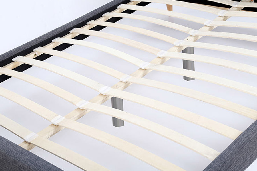 1380 Scandinavian Beds Pat Tapițat Tesatura Gri Inchis