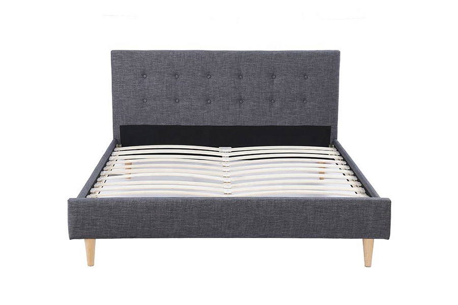 1380 Scandinavian Beds Pat Tapițat Tesatura Gri Inchis