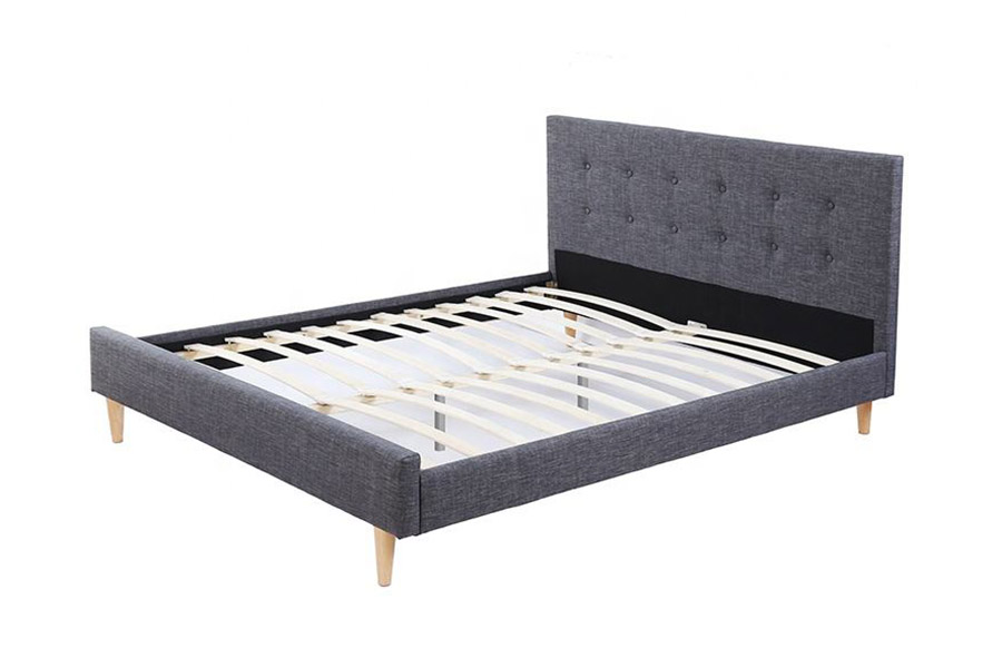 1380 Scandinavian Beds Pat Tapițat Tesatura Gri Inchis
