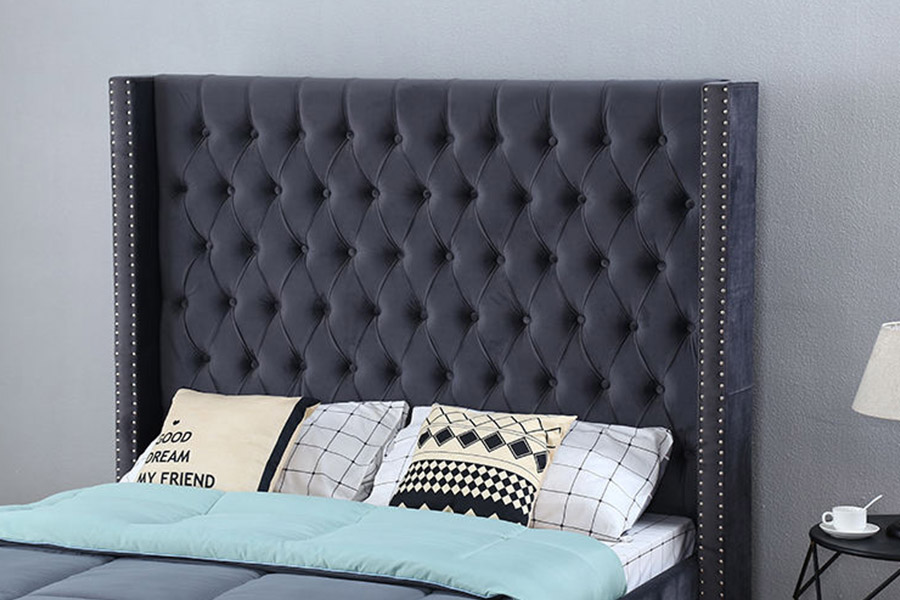 1351 Pat cu spătar aripi cu design modern de lux Pat tapitat