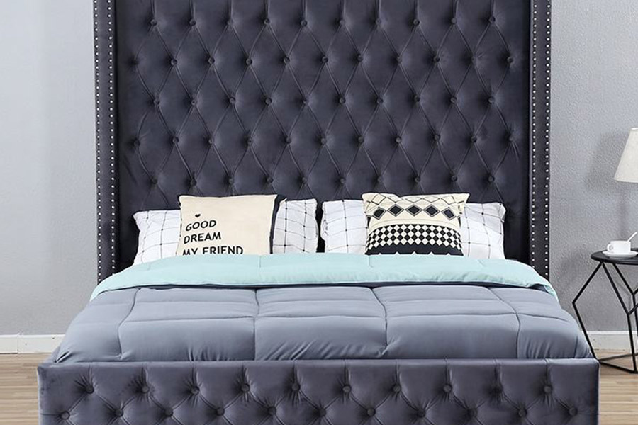 1351 Pat cu spătar aripi cu design modern de lux Pat tapitat