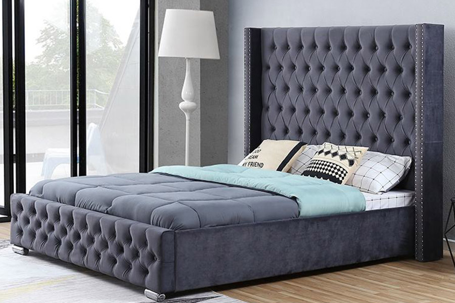 1351 Pat cu spătar aripi cu design modern de lux Pat tapitat