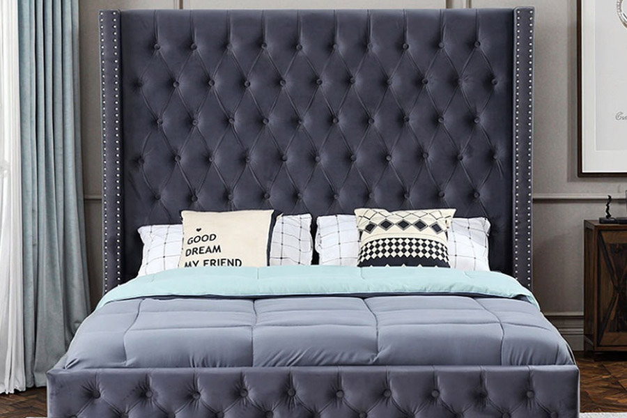 1351 Pat cu spătar aripi cu design modern de lux Pat tapitat