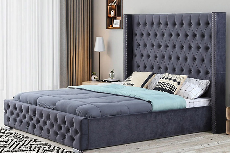 1351 Pat cu spătar aripi cu design modern de lux Pat tapitat