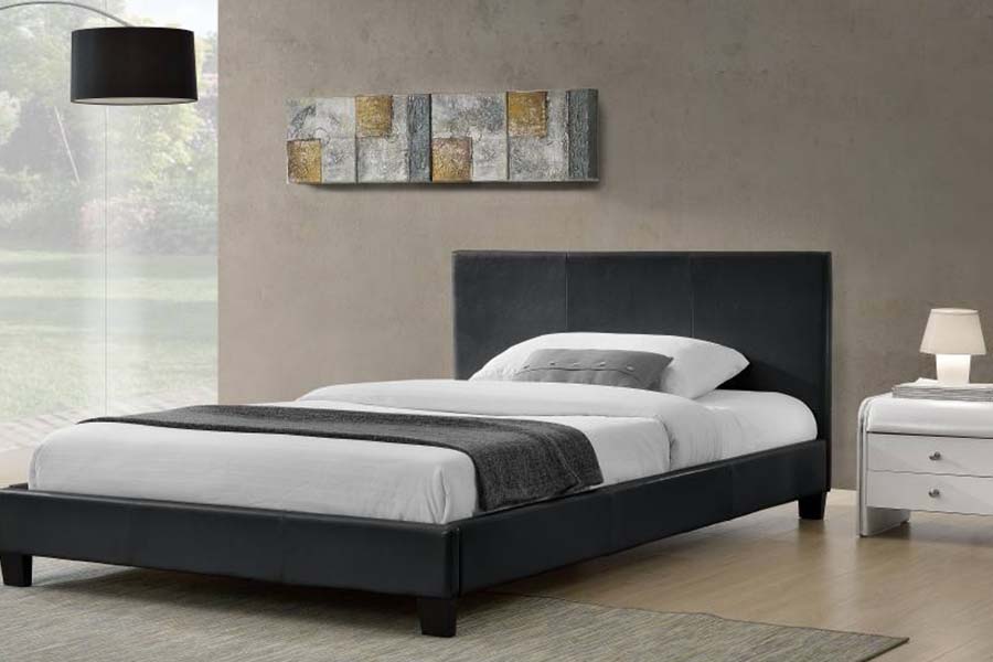 1864 Design simplu modern Pat din piele PU Pat tapitat