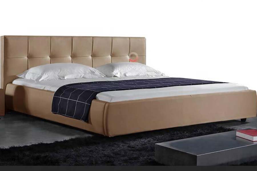 1813 Alb PU Soft Bed Cadru pat tapitat LED