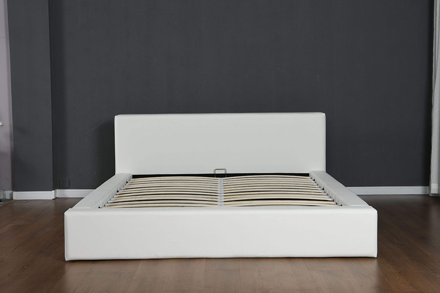4246 Cadru de pat de depozitare din piele artificială scandinavă minimalistă