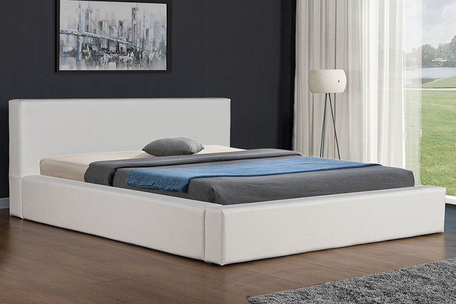 4246 Cadru de pat de depozitare din piele artificială scandinavă minimalistă