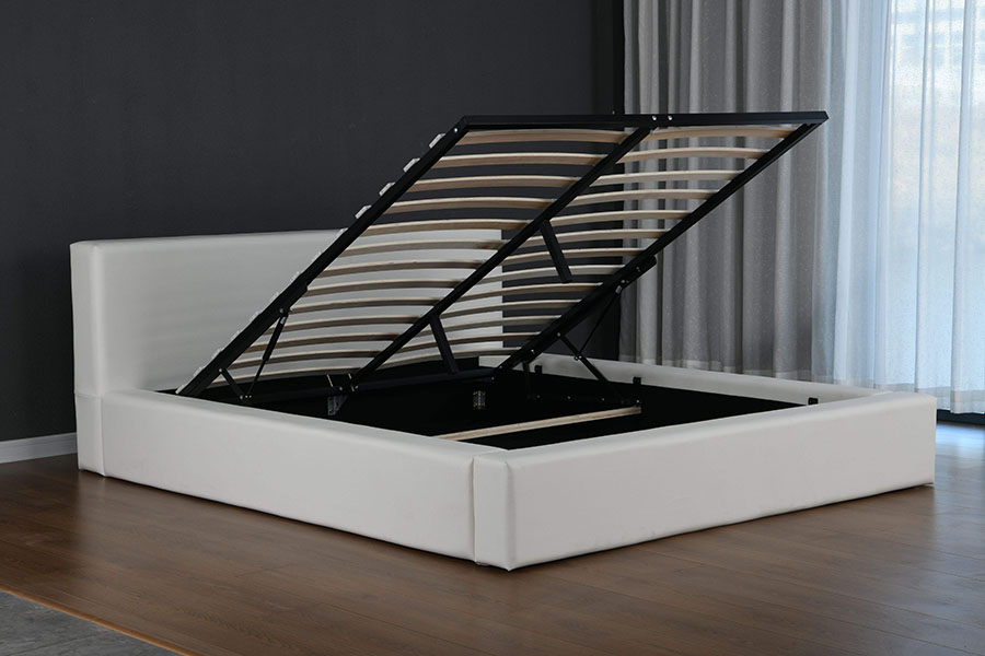 4246 Cadru de pat de depozitare din piele artificială scandinavă minimalistă