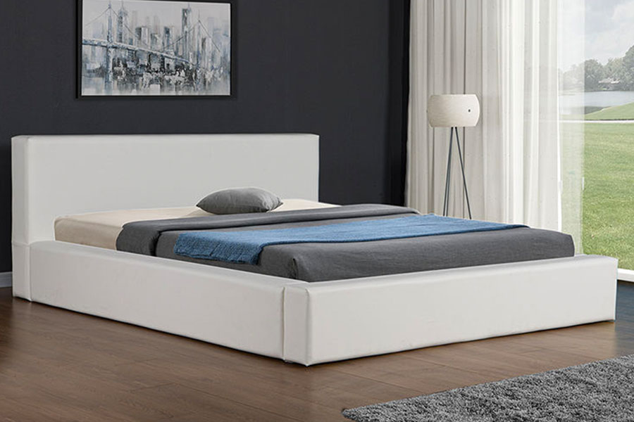 4246 Cadru de pat de depozitare din piele artificială scandinavă minimalistă