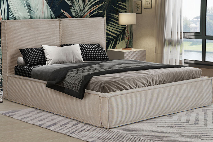 4213 Pat tapitat Tofu-Design din stofă din velur