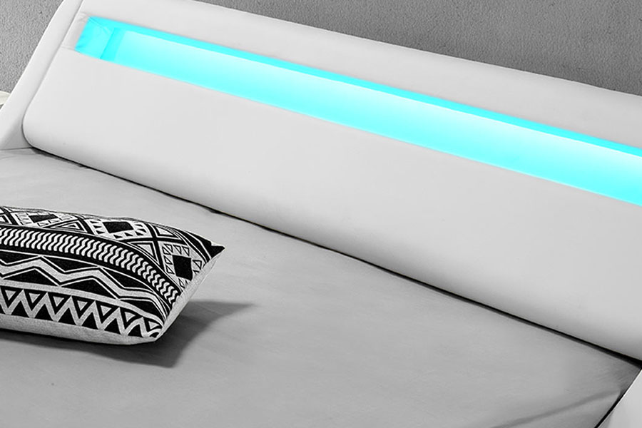 1137-1 Cadru pat tapitat din piele Smart LED King Storage