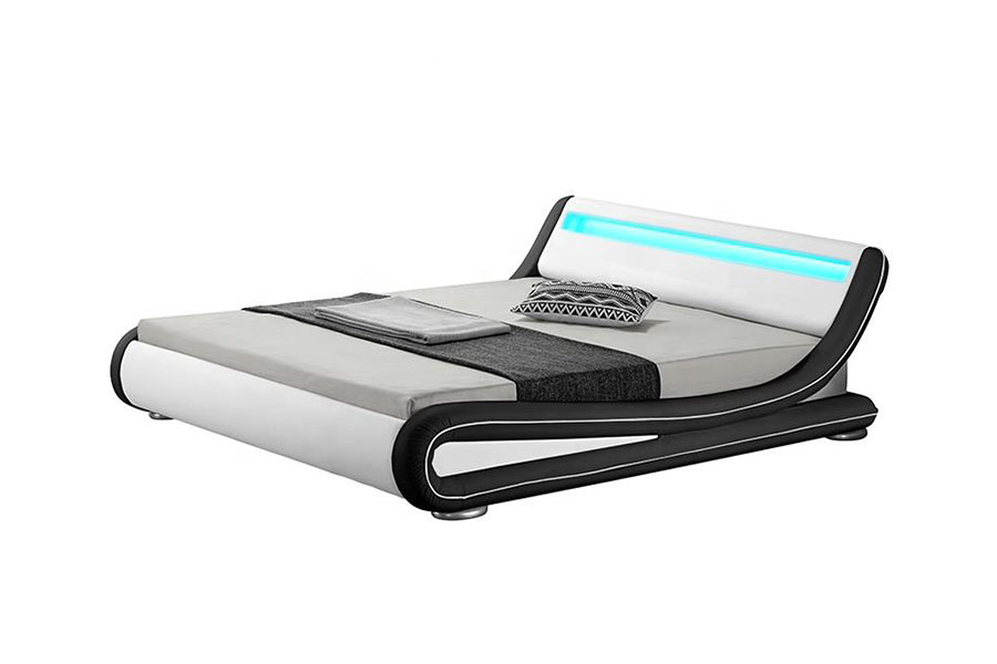 1137-1 Cadru pat tapitat din piele Smart LED King Storage