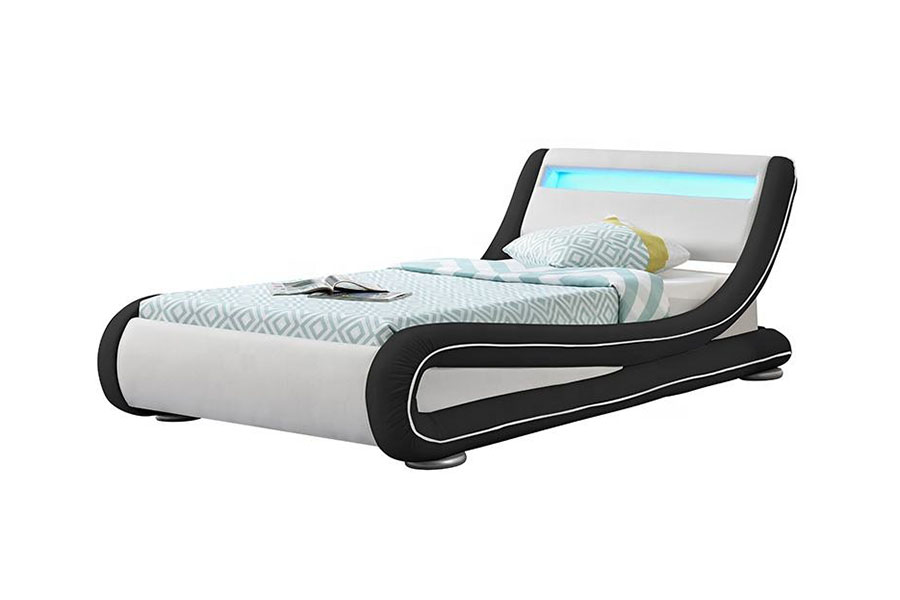 1137-1 Cadru pat tapitat din piele Smart LED King Storage