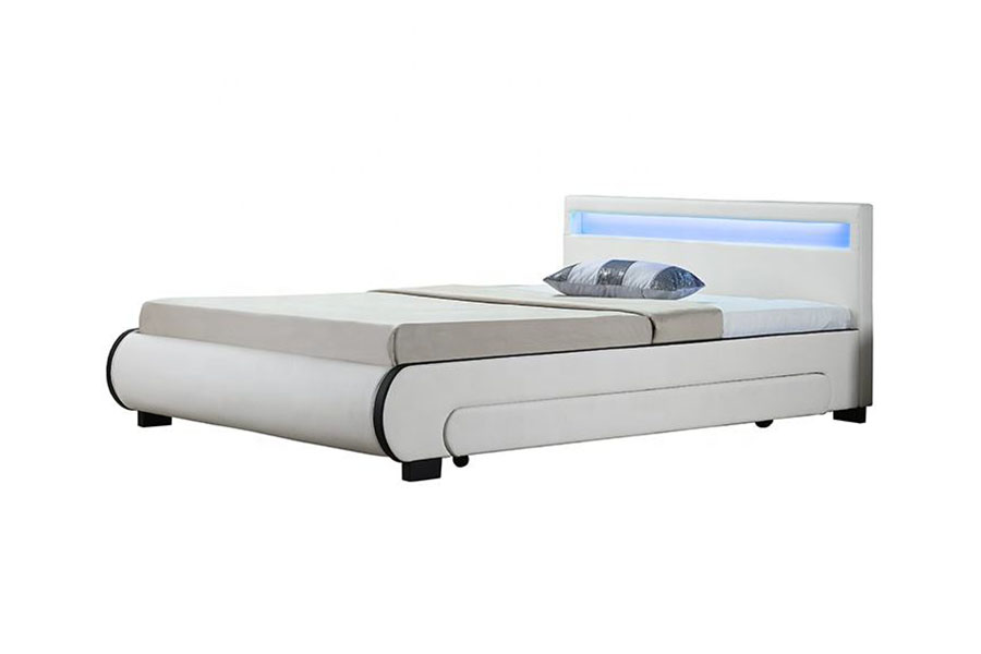 1135-1D Pat tapițat cu sertar de depozitare cu LED-uri din piele PU