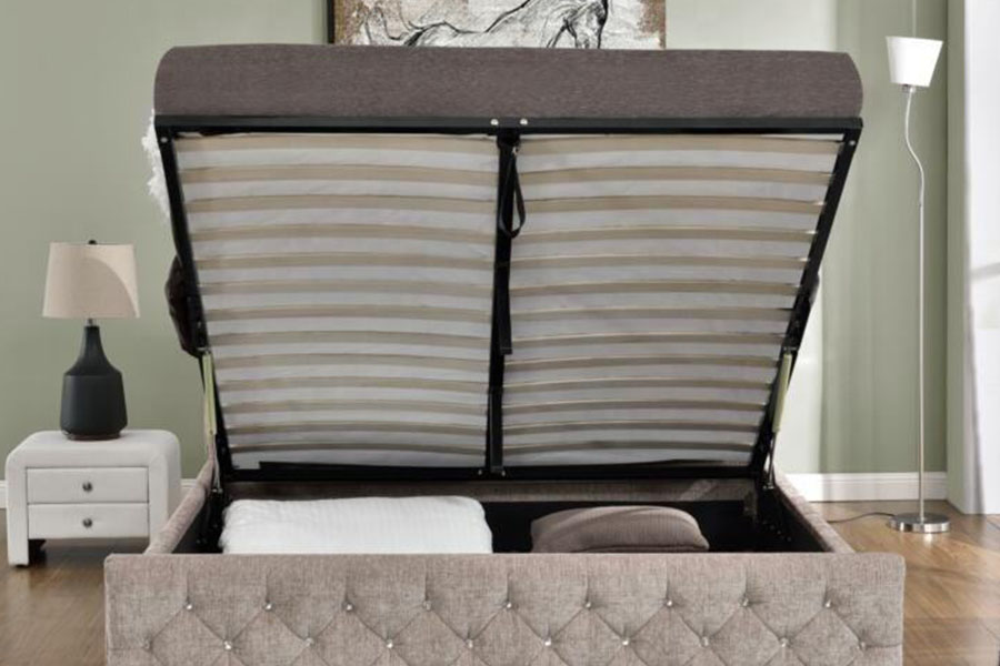 1151G Cadru de pat cu smoc de depozitare de lux Velvet Lift King