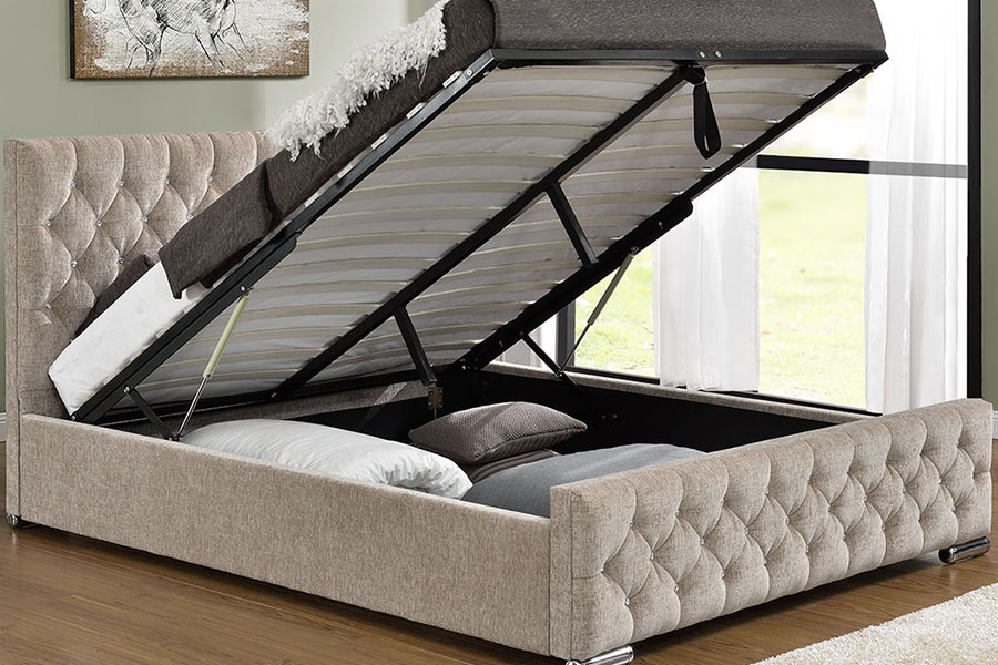 1151G Cadru de pat cu smoc de depozitare de lux Velvet Lift King