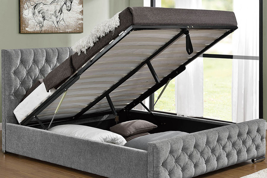 1151G Cadru de pat cu smoc de depozitare de lux Velvet Lift King