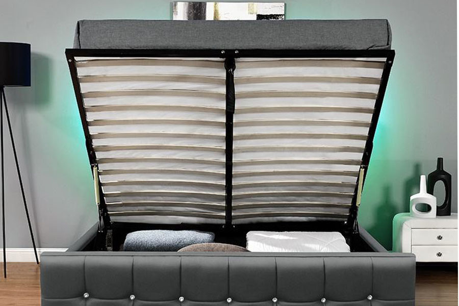 1149-1G Pat modern de depozitare cu ridicare cu gaz LED din catifea chenille