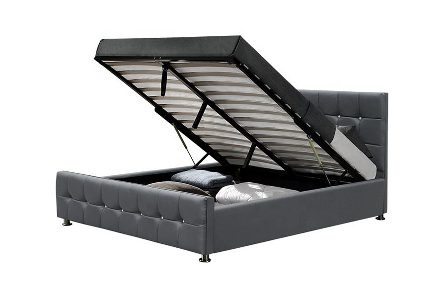 1149-1G Pat modern de depozitare cu ridicare cu gaz LED din catifea chenille