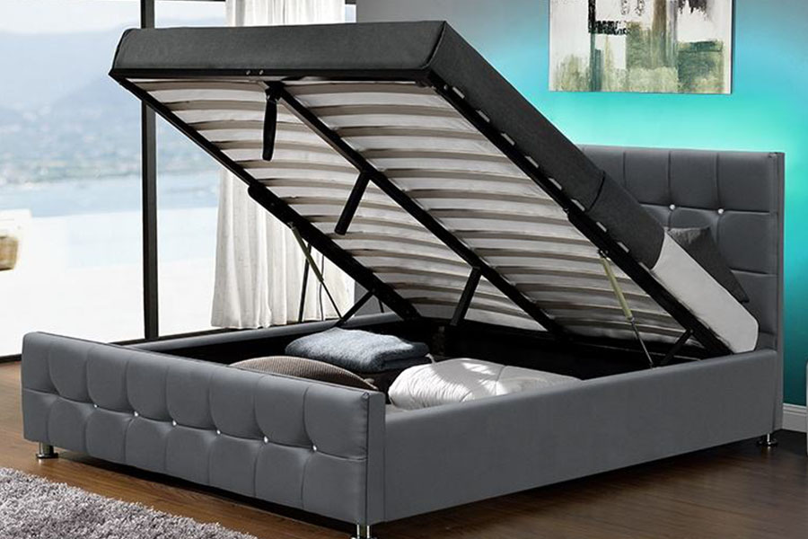 1149-1G Pat modern de depozitare cu ridicare cu gaz LED din catifea chenille