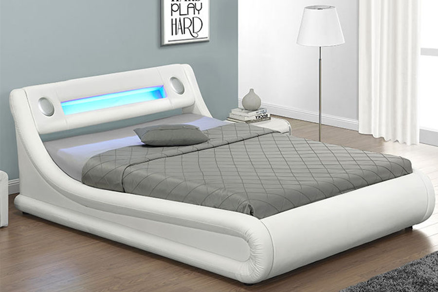 1138G Ottoman King LED Cadru de pat tapitat din piele PU