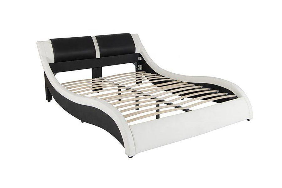 1178-1 Pat tapițat king-size, din piele, cu cadru cu LED-uri