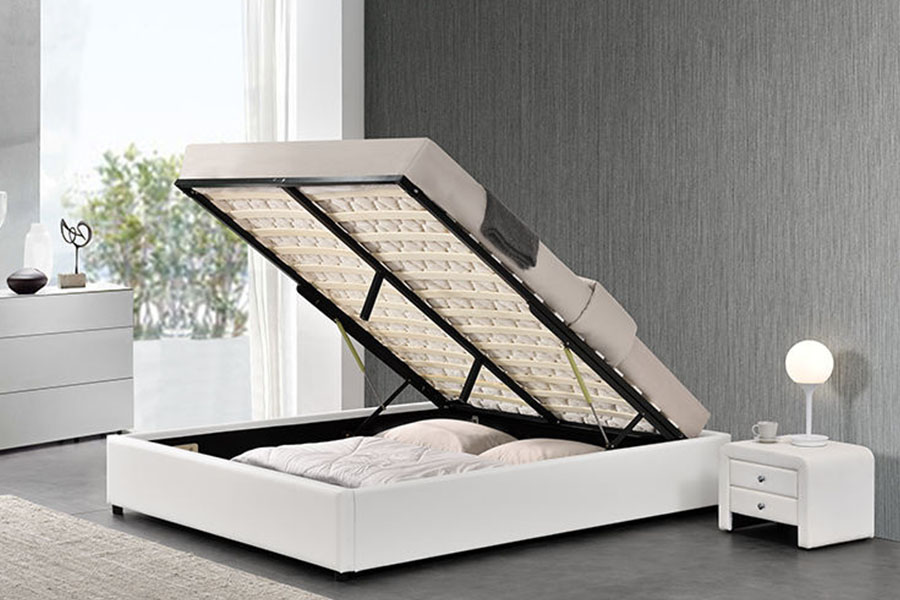 1155G Cadru de pat de depozitare modern din imitație de piele pentru hotel