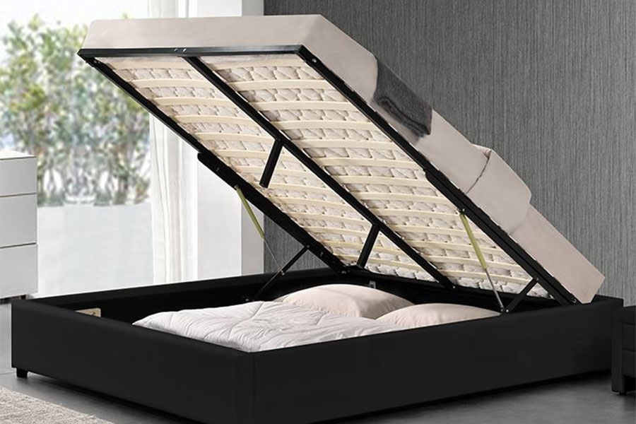 1155G Cadru de pat de depozitare modern din imitație de piele pentru hotel