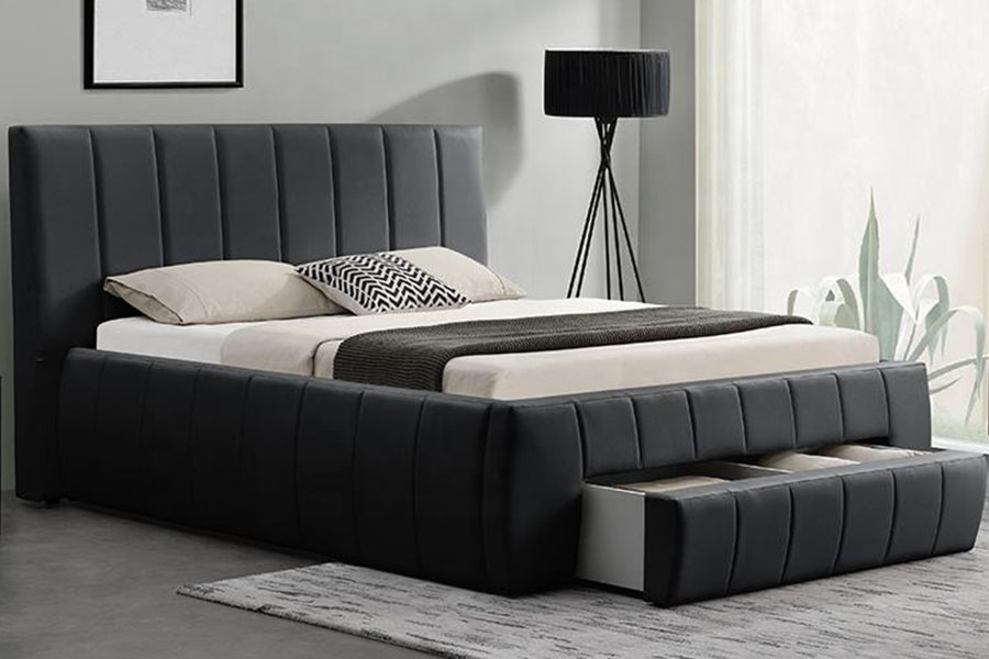 1238D Cadru pat tapitat king-size pentru sertar din piele PU europeană