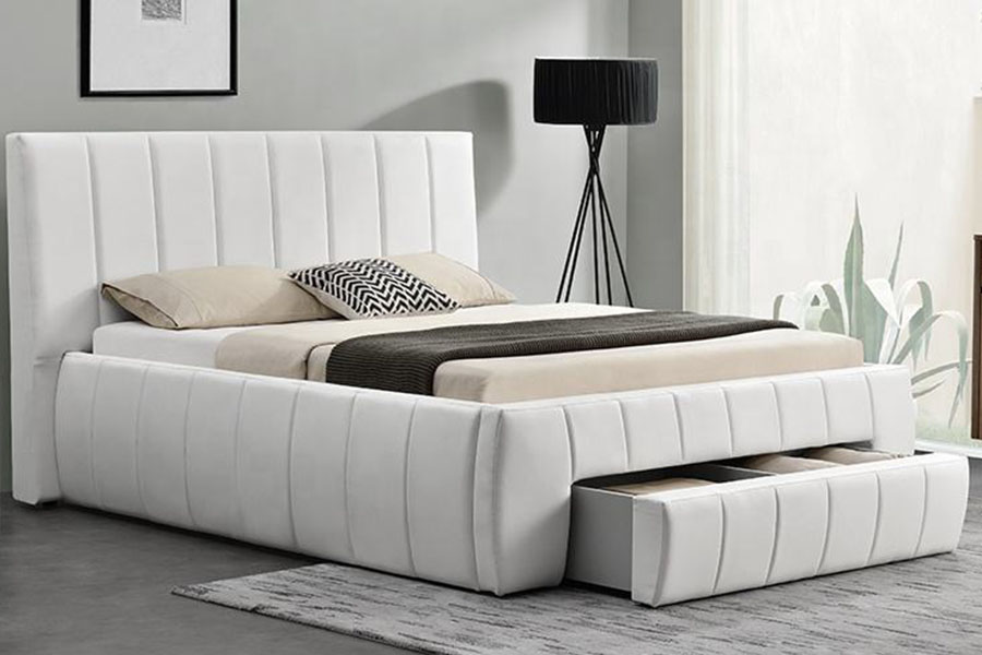 1238D Cadru pat tapitat king-size pentru sertar din piele PU europeană