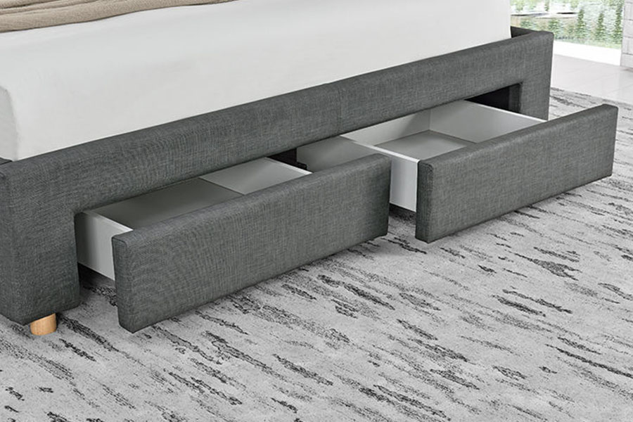 1216D Cadru de pat de depozitare tapițat din material textil minimalist cu patru sertare