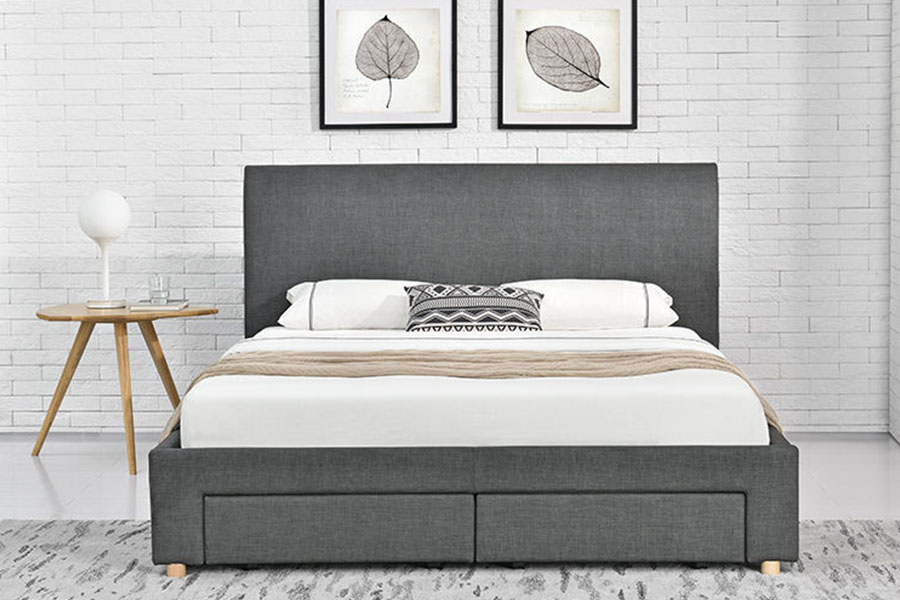 1216D Cadru de pat de depozitare tapițat din material textil minimalist cu patru sertare