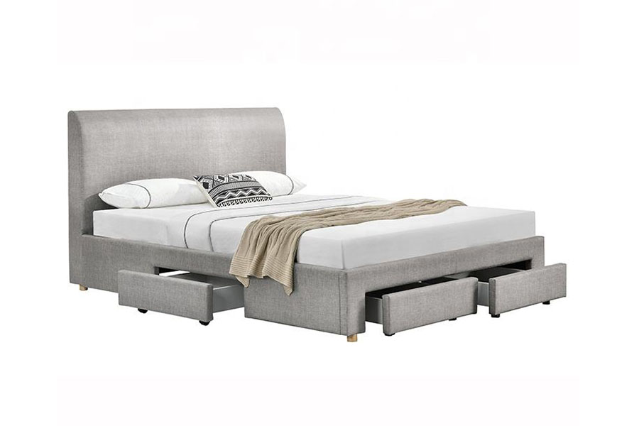 1216D Cadru de pat de depozitare tapițat din material textil minimalist cu patru sertare