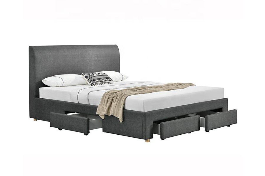1216D Cadru de pat de depozitare tapițat din material textil minimalist cu patru sertare