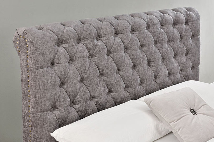 1208G Cadru de pat de depozitare pentru otomană din chenille-catifea Chesterfield