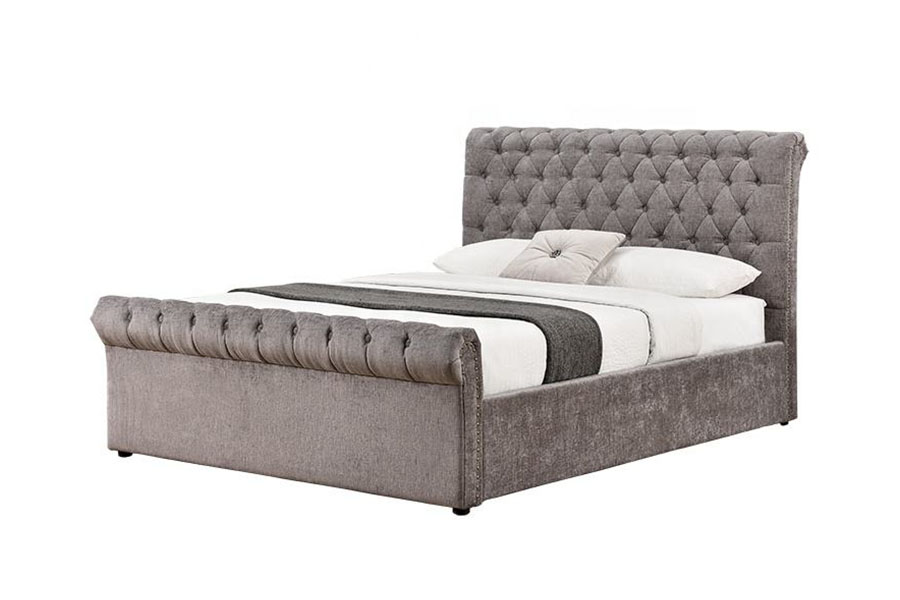 1208G Cadru de pat de depozitare pentru otomană din chenille-catifea Chesterfield